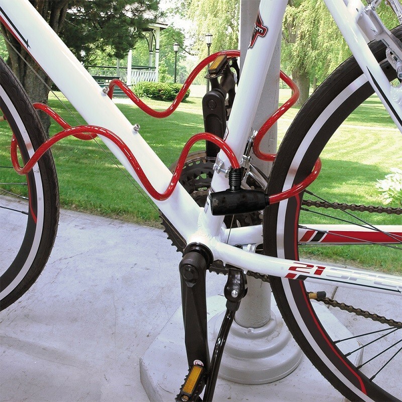 Λουκέτο Ποδηλάτου Κουλούρα με Συρματόσχοινο & Κλειδί 22x1200mm B1320 Κόκκινο